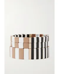 Roxanne Assoulin Set aus Drei Goldfarbenen Armbändern Braun