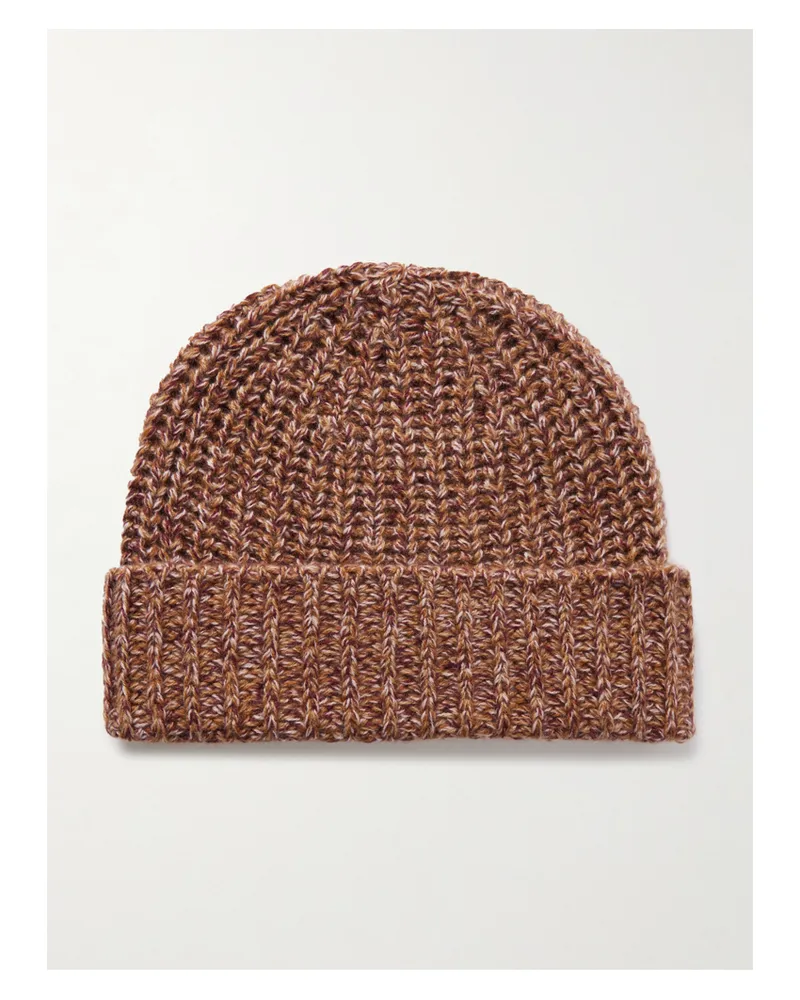 Johnstons of Elgin Beanie Aus Geripptem Kaschmir - Braun Braun
