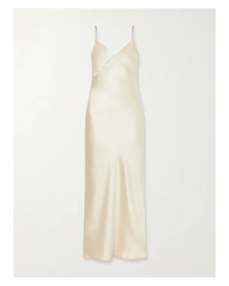 The Row Barika Hammered-silk Midi Dress - Cream Cream