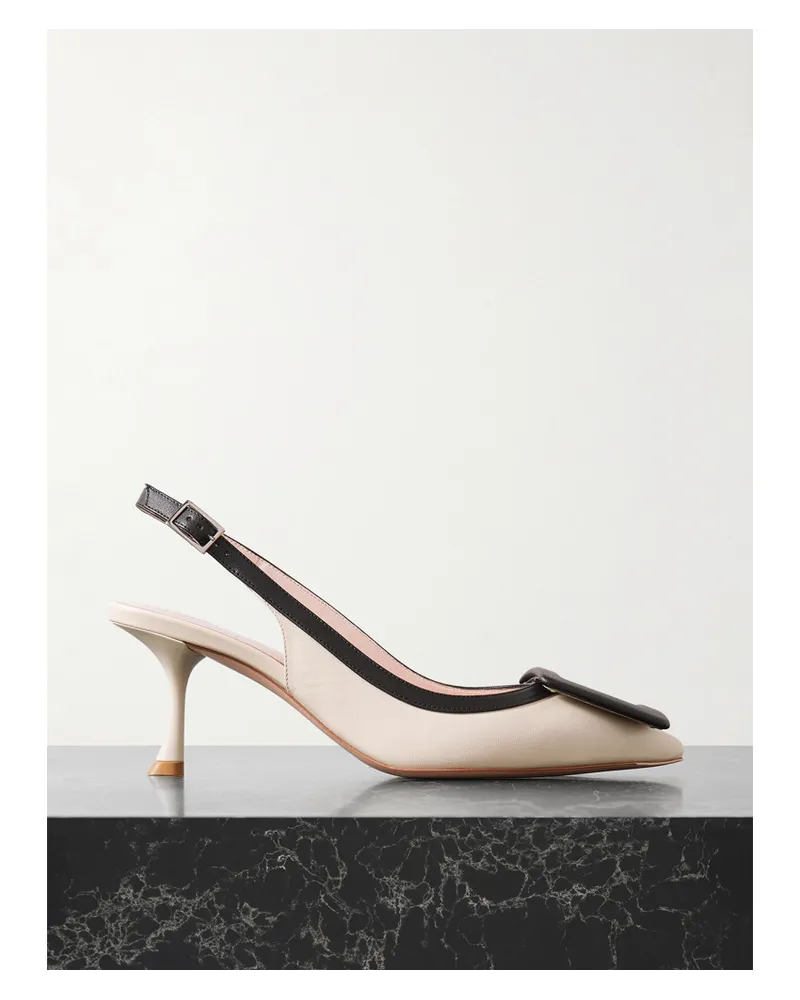 Roger Vivier Viv in The City Zweifarbige Slingback-pumps Weiß