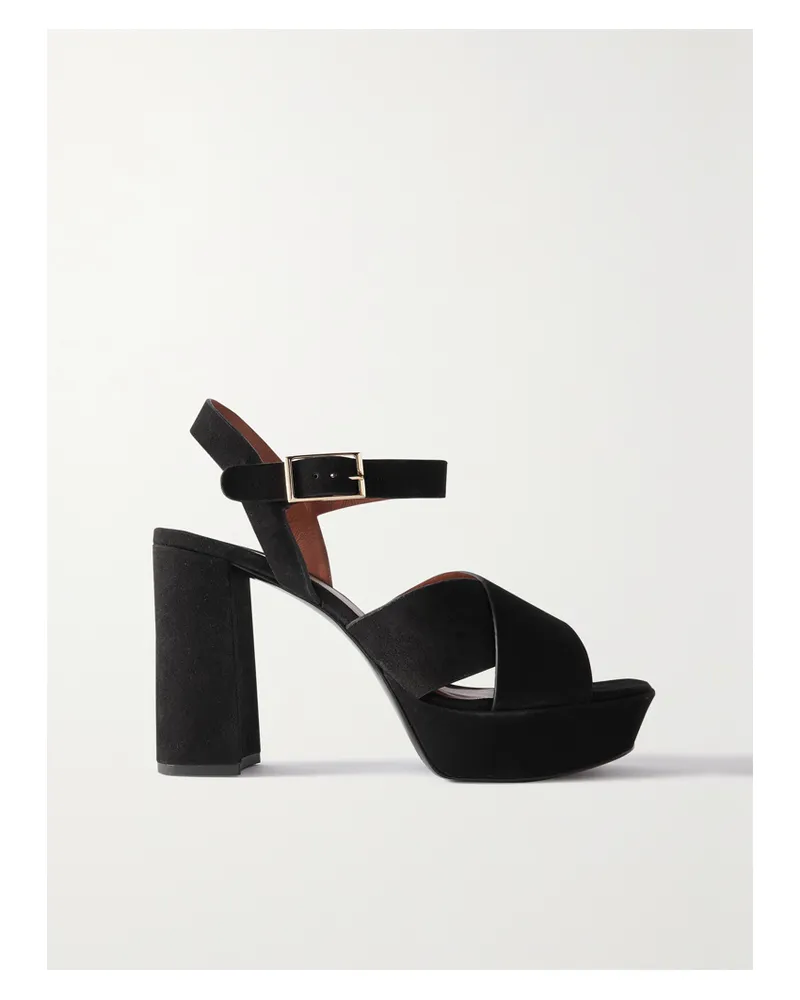 Reformation Myradia Plateausandalen Aus Veloursleder - Schwarz Schwarz