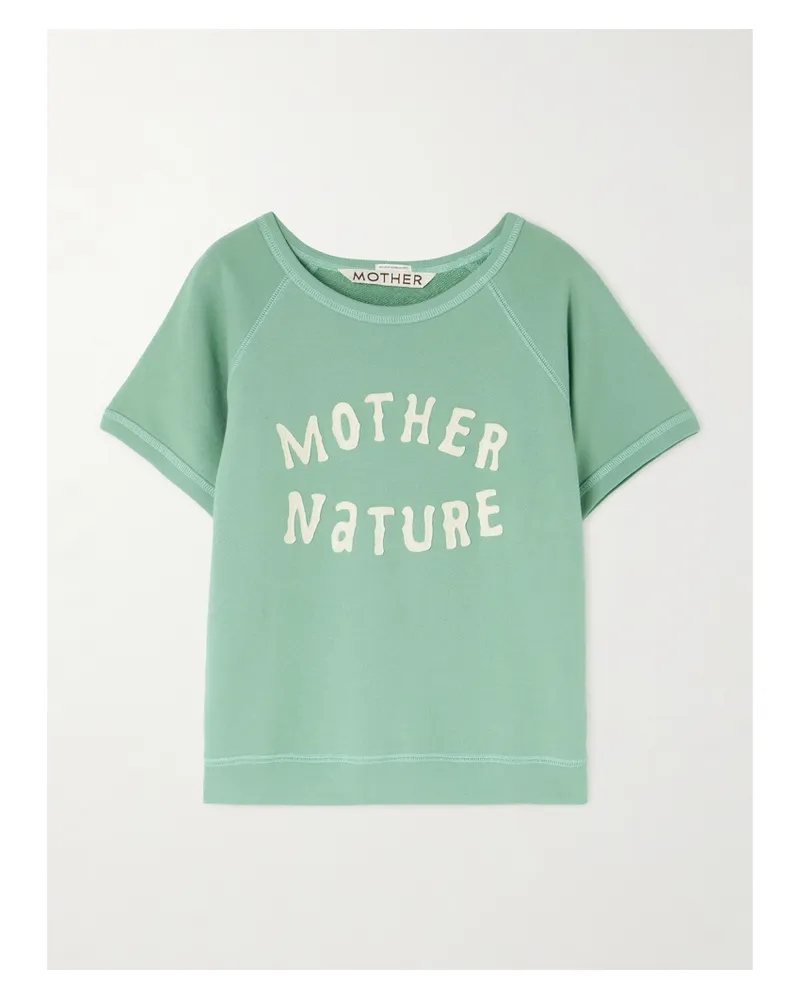 Mother Appliquéd Cotton-jersey Sweatshirt - Green Green