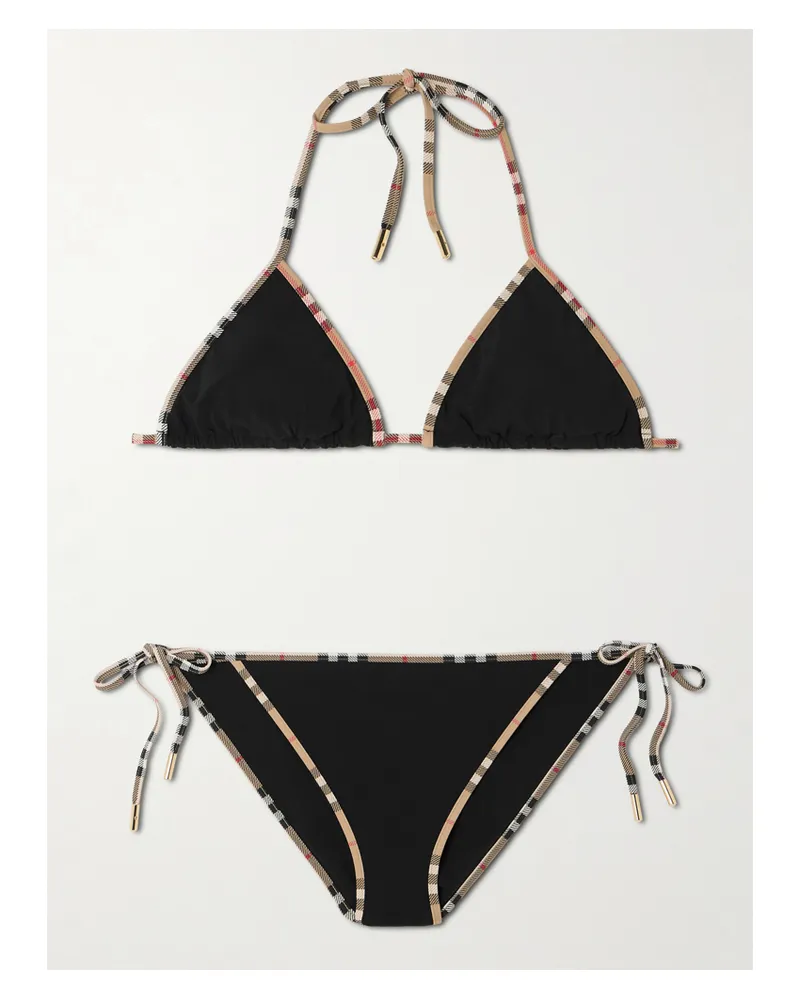 Burberry Checked-piped Triangle Bikini - Black Black