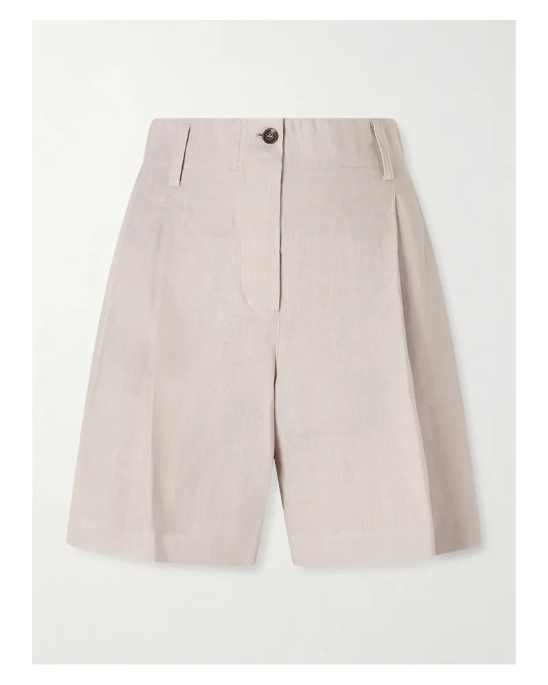 Brunello Cucinelli Shorts Aus Leinen Mit Falten - Neutral Neutral