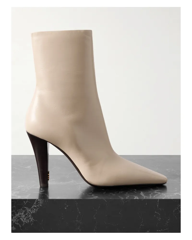 Saint Laurent Jill Leather Ankle Boots - Neutrals Neutrals