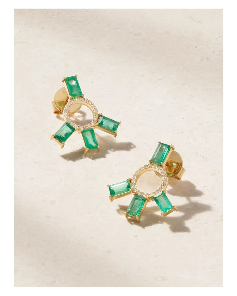 Ileana Makri Ohrringe Aus 18 Karat Gold Mit Smaragden Und Diamanten Gold