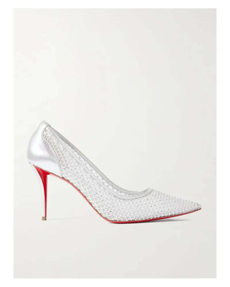 Christian Louboutin Apostropha 80 Pumps Aus Mesh Mit Kristallen - Silber Silber