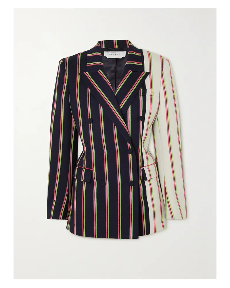 Gabriela Hearst Mccoi Doppelreihiger Blazer Aus Gestreiftem Twill Aus Einer Woll-seidenmischung - Blau Blau