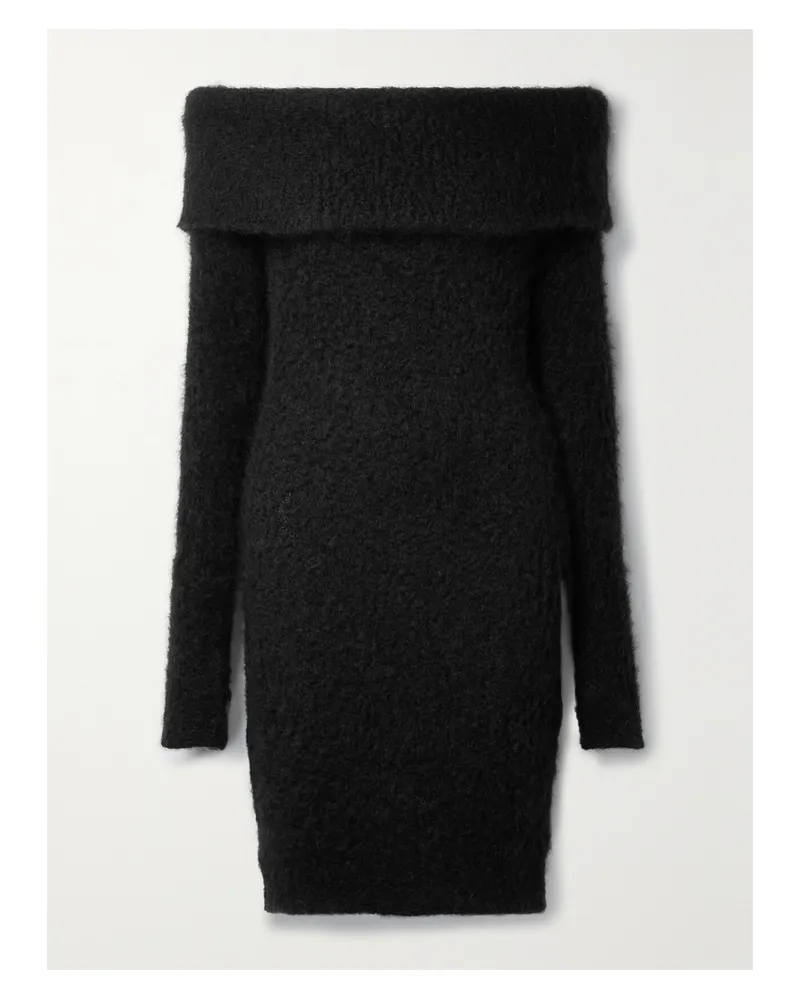 Isabel Marant Aria Schulterfreies Minikleid Aus Gebürstetem Strick - Schwarz Schwarz