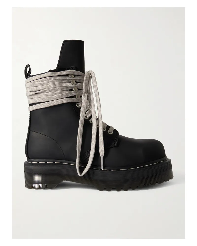 Rick Owens Dr. Martens 1460 Quad Sole Schnürstiefel Aus Leder - Schwarz Schwarz