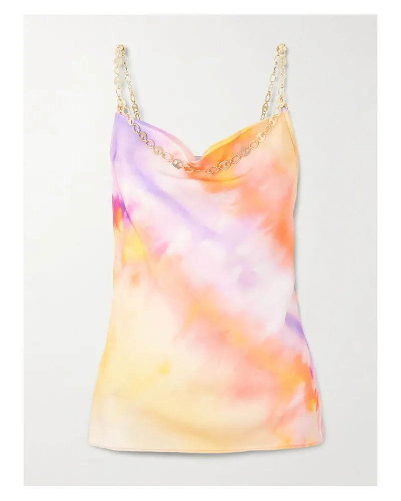 Paco Rabanne Top Aus Satin Mit Batikmuster Und Besätzen Aus Metall-mesh - Orange Orange