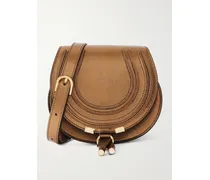 Marcie Schultertasche Aus Metallic-leder In Knitteroptik - Gold