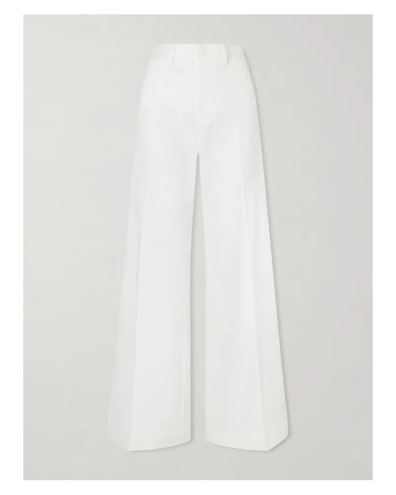 Ralph Lauren Stretch-cotton Twill Wide-leg Pants - Off-white Off-white
