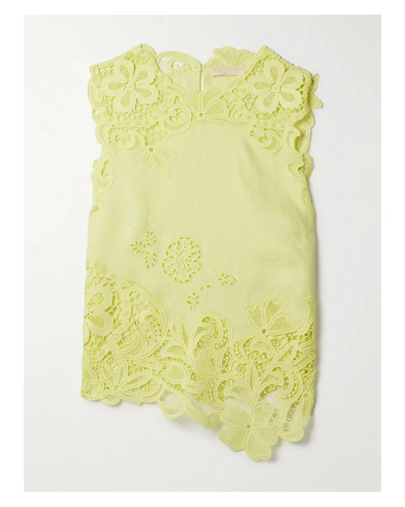 Ulla Johnson Marlis Oberteil Aus Leinen Und Guipure-spitze - Gelb Gelb