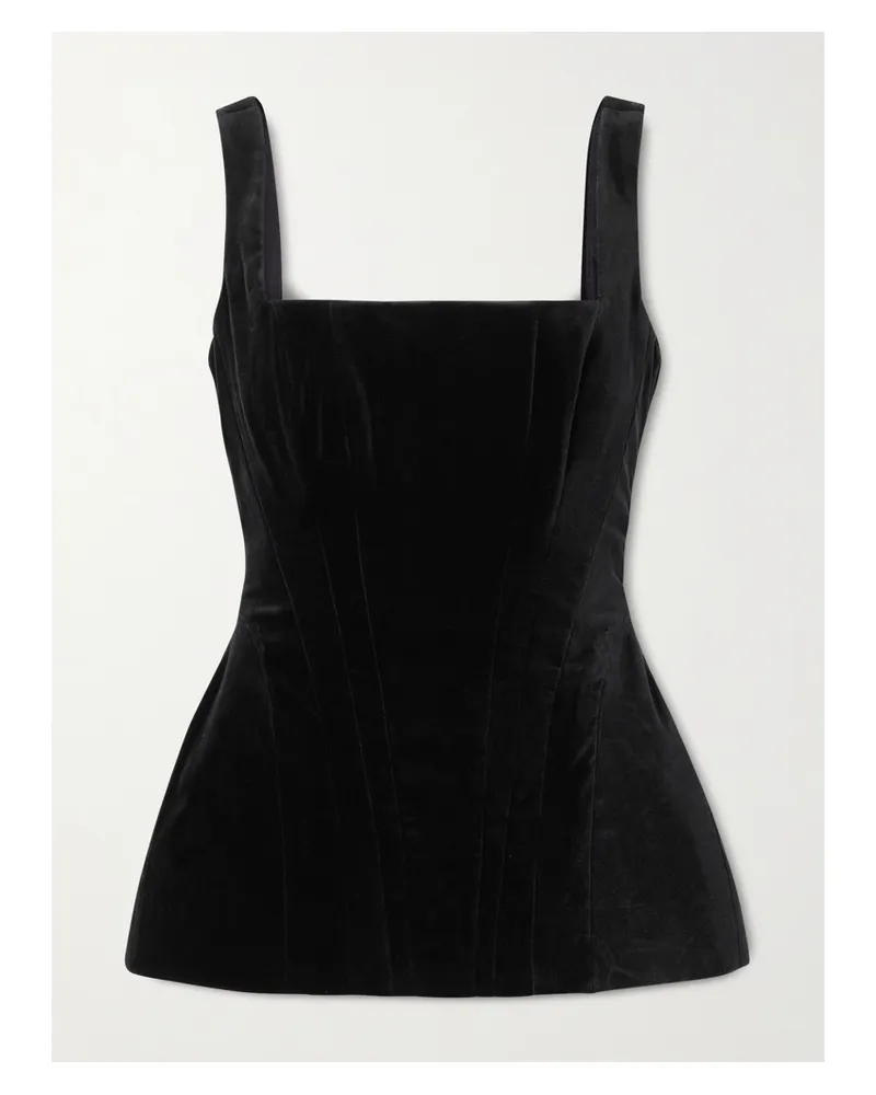 COSTARELLOS Bustier Aus Baumwollsamt - Schwarz Schwarz