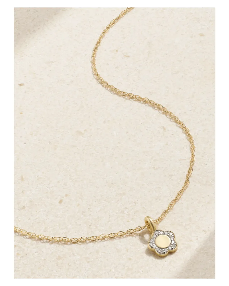 Stone & Strand Flora Mini Kette Aus 14 Karat Gold Mit Diamanten Gold