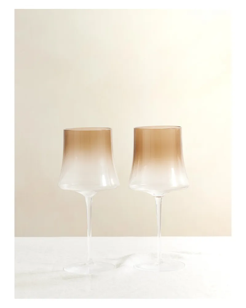 Brunello Cucinelli Set Aus Zwei Weingläsern Aus Muranoglas - Braun Braun