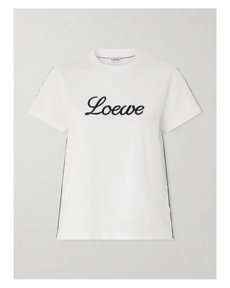 Loewe T-shirt Aus Baumwoll-jersey Mit Stickereien - Weiß Weiß
