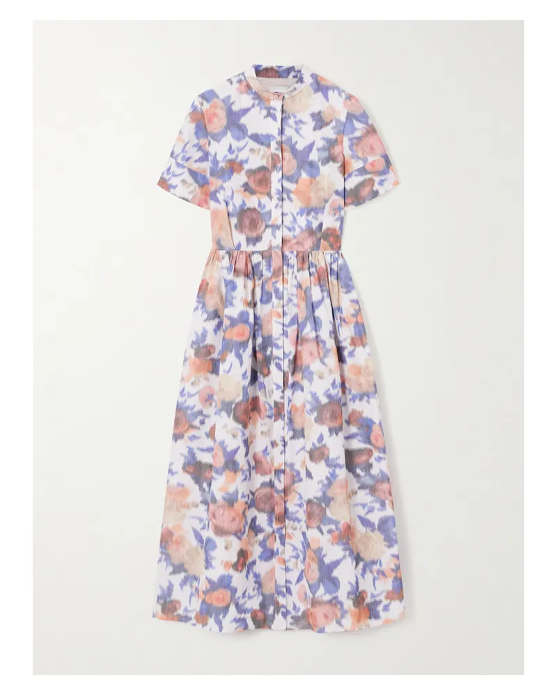 Erdem Midikleid Aus Taft Aus Einer Baumwollmischung Mit Blumenprint - Mehrfarbig Mehrfarbig