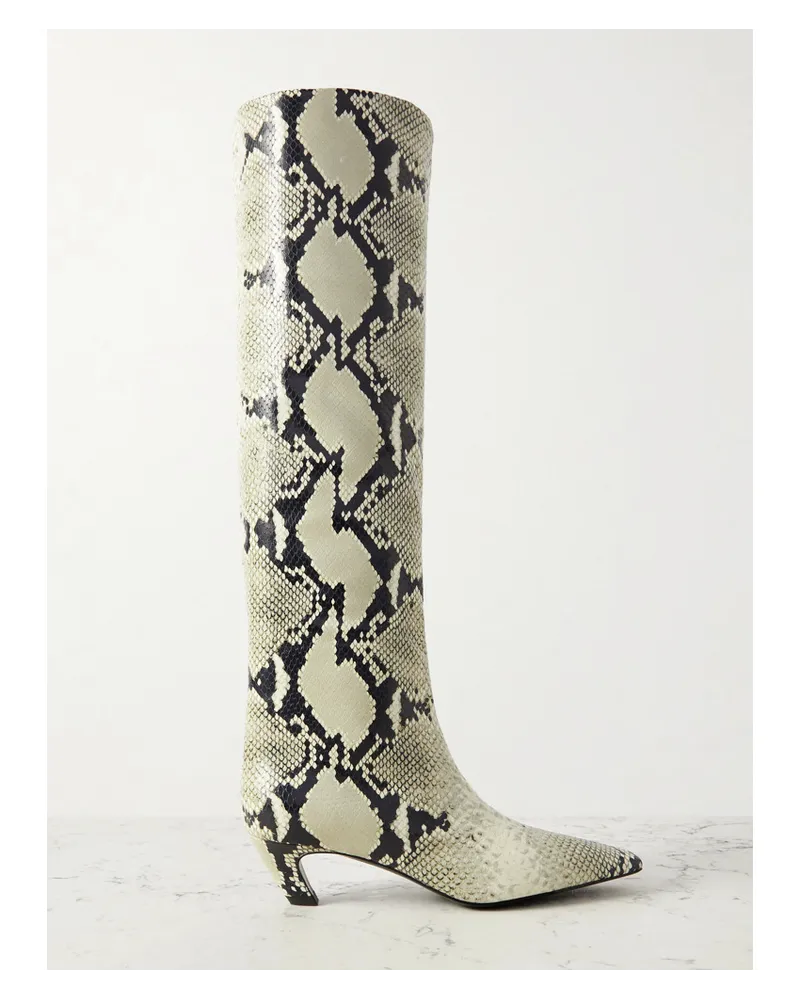 KHAITE Davis Kniehohe Stiefel aus Leder Animal-print