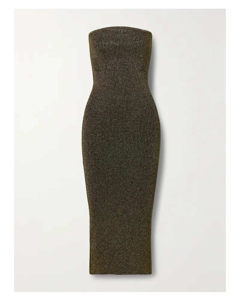 KHAITE Rumer Midikleid Aus Metallic-rippstrick - Gold Gold
