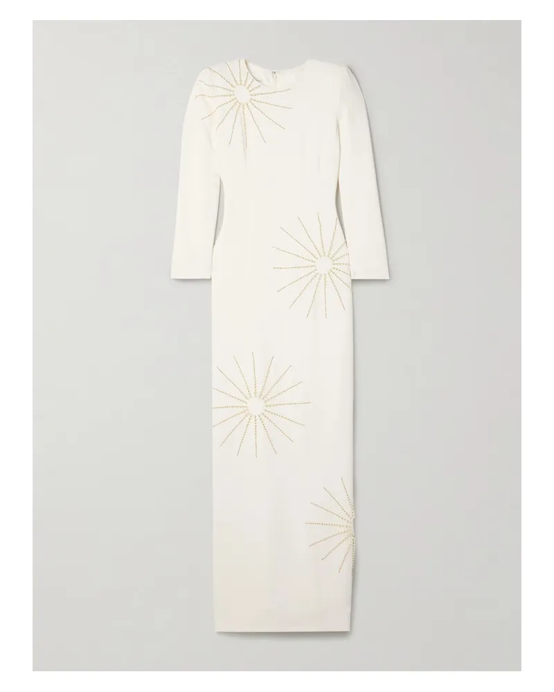Dries van Noten Maxikleid Aus Crêpe Mit Verzierungen - Weiß Weiß