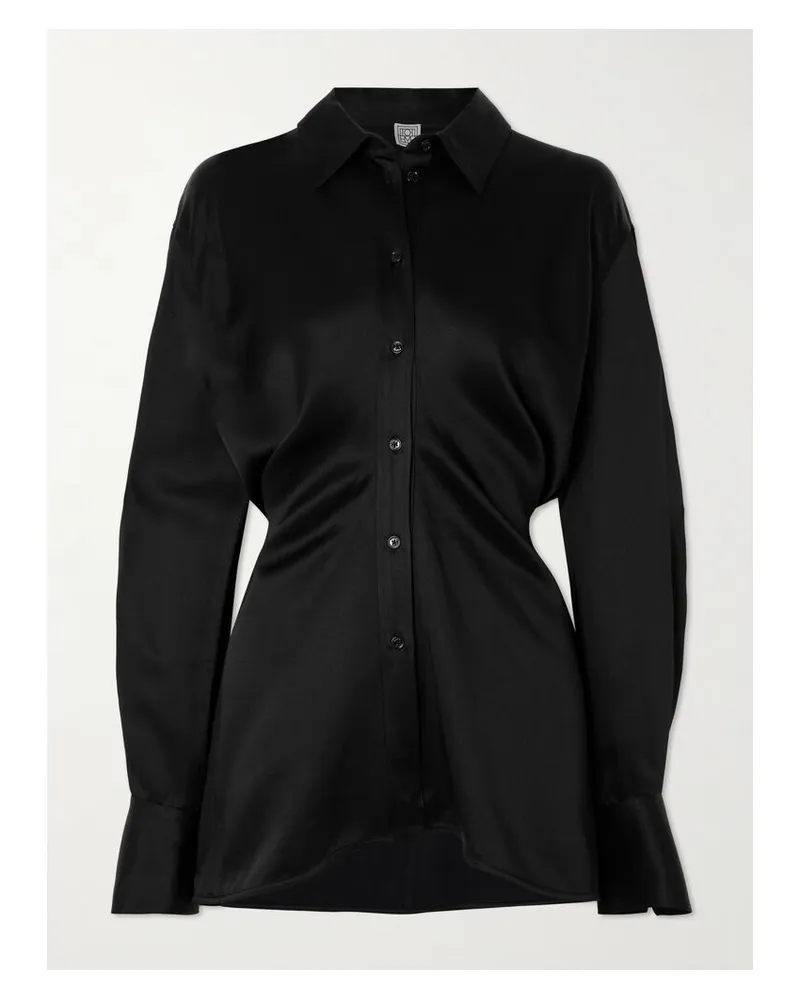 Totême Hemd Aus Glänzendem Crêpe Mit Raffungen - Schwarz Schwarz