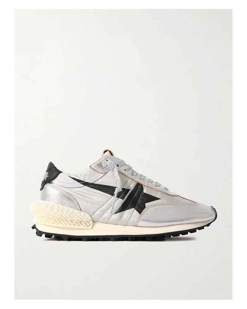 Golden Goose Running Marathon Sneakers Aus Ripstop Mit Besätzen Aus Leder Und Gummi In Metallic-optik - Silber Silber