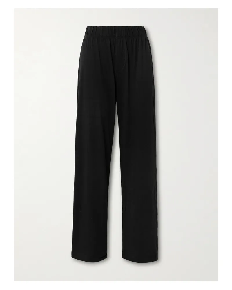 ÉTERNE Lounge Cotton And Modal-blend Jersey Staight-leg Pants - Black Black