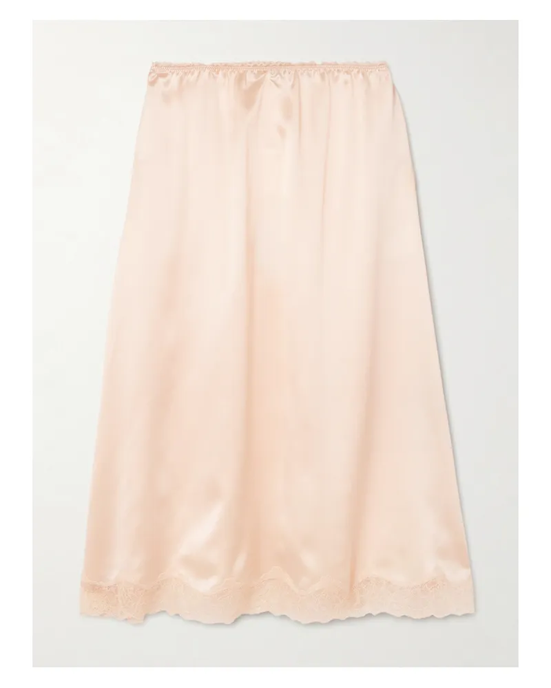 Magda Butrym Rock Aus Seidensatin Mit Spitzenbesatz Und Wellenkante - Orange Orange