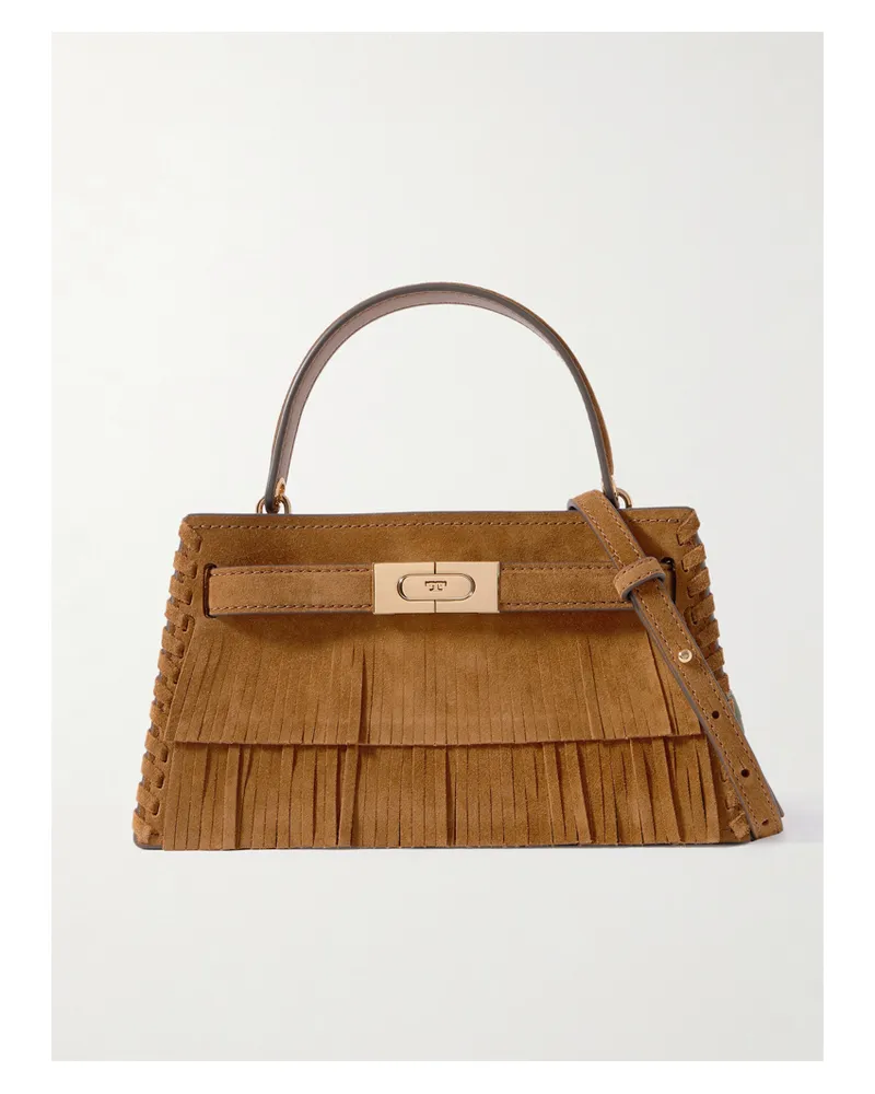 Tory Burch Petite Lee Radziwill Fringed Whipstitched Suede Shoulder Bag - Brown Brown