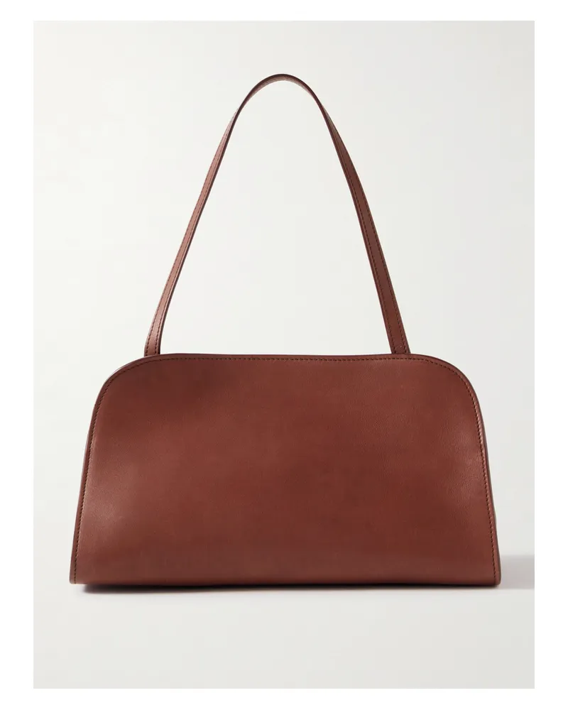 The Row Peggy Leather Clutch - Burgundy Burgundy