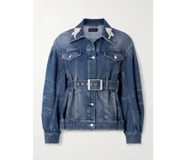 Jeansjacke Mit Verzierungen Und Gürtel - Blau