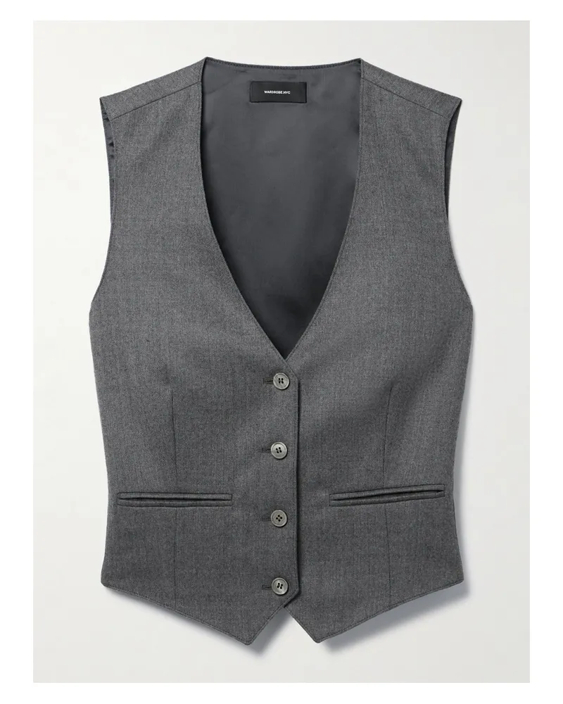 WARDROBE.NYC Verkürzte Weste Aus Woll-twill - Grau Grau