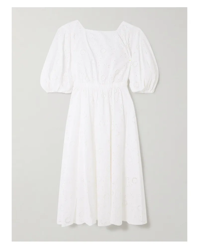 Carolina Herrera New York Midikleid Aus Baumwolle Mit Lochstickerei Und Falten - Weiß Weiß