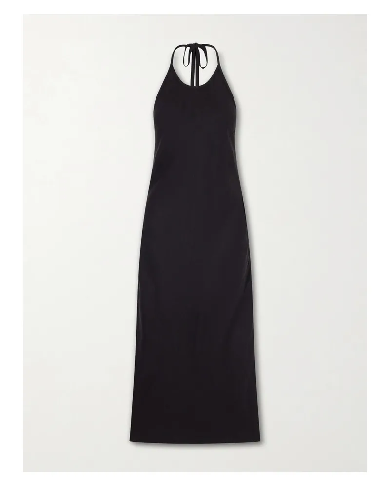 James Perse Linen Midi Dress - Black Black
