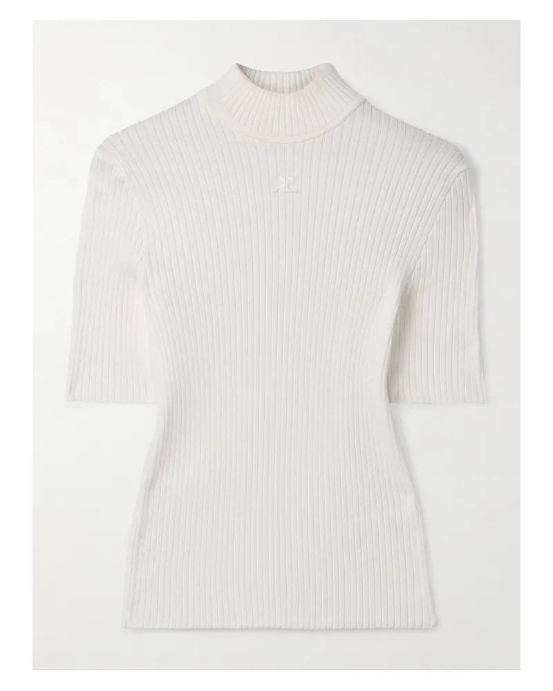 Courrèges Appliquéd Ribbed-knit Top - White White