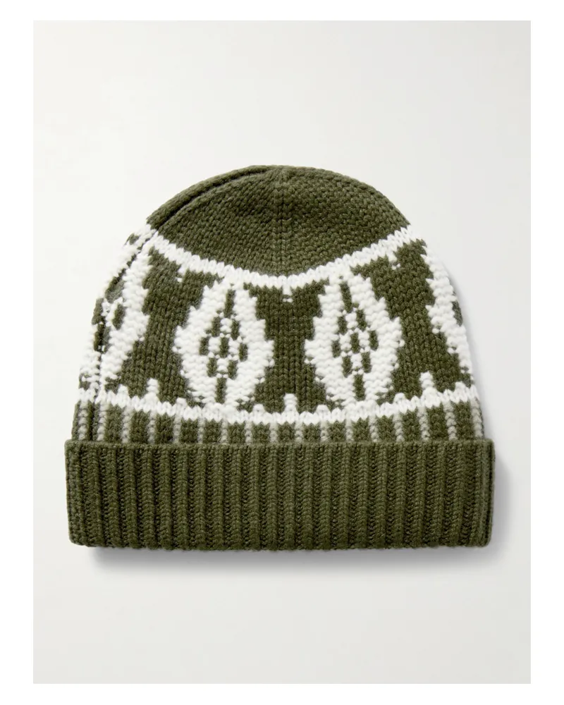 arch4 Lorenz Fair Isle Cashmere Beanie - Green Green