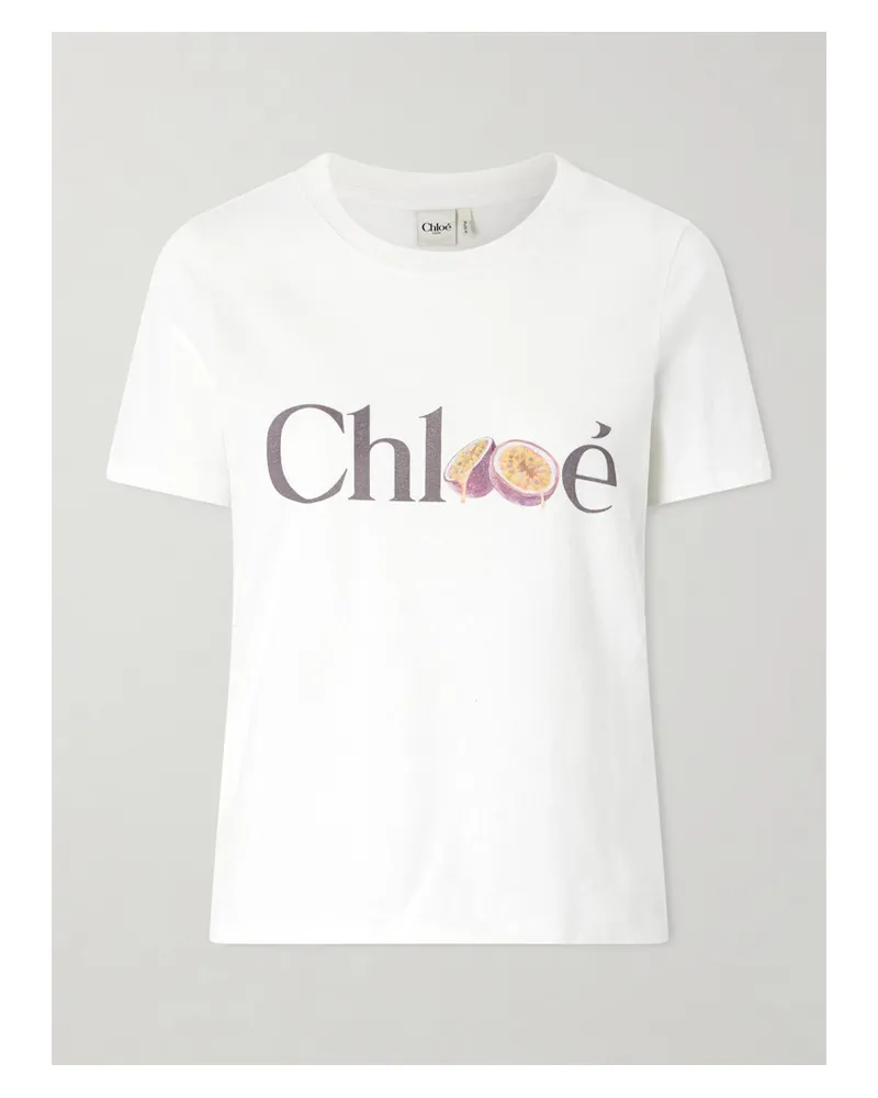 Chloé Printed Organic Cotton-jersey T-shirt - White White