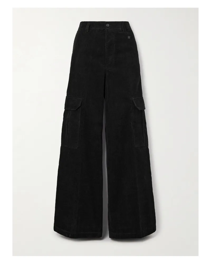 Acne Studios Cargohose Mit Weitem Bein Aus Baumwollcord - Schwarz Schwarz