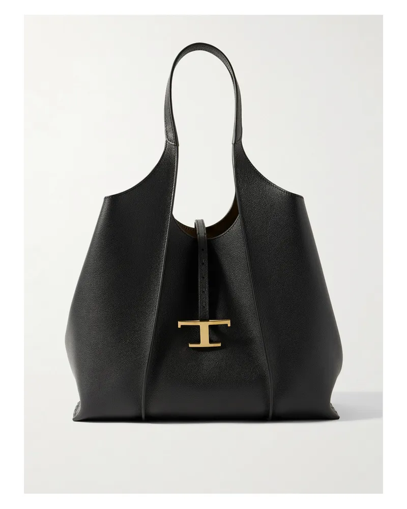 TOD'S Large Textured-leather Shoulder Bag - Black Black