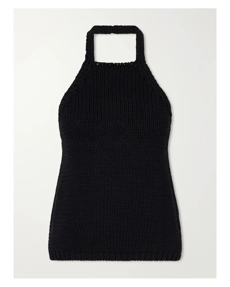 Róhe Knitted Cotton Halterneck Top - Black Black