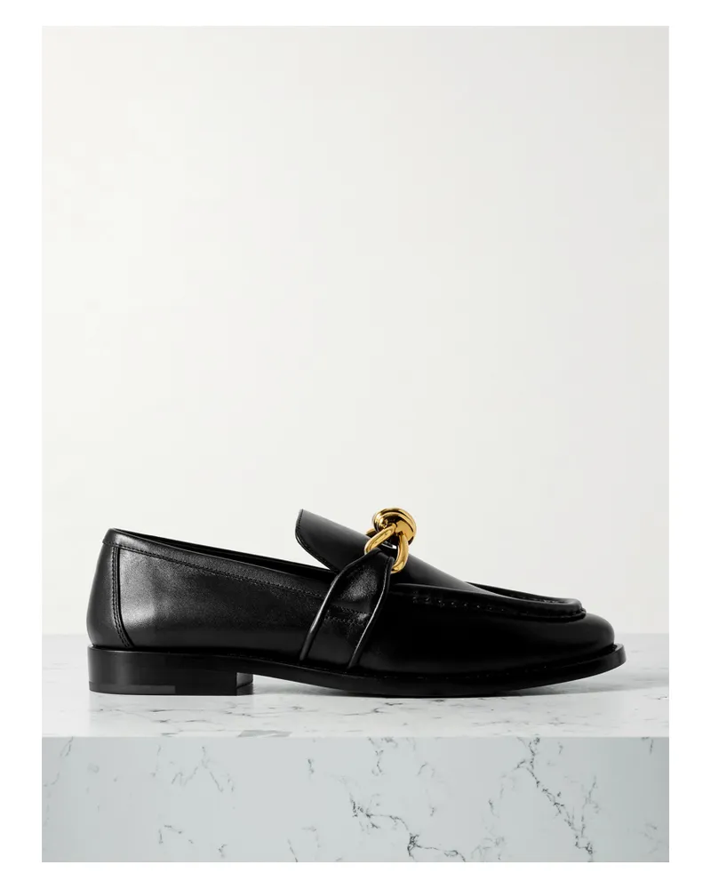Bottega Veneta Astaire Embellished Leather Loafers - Black Black