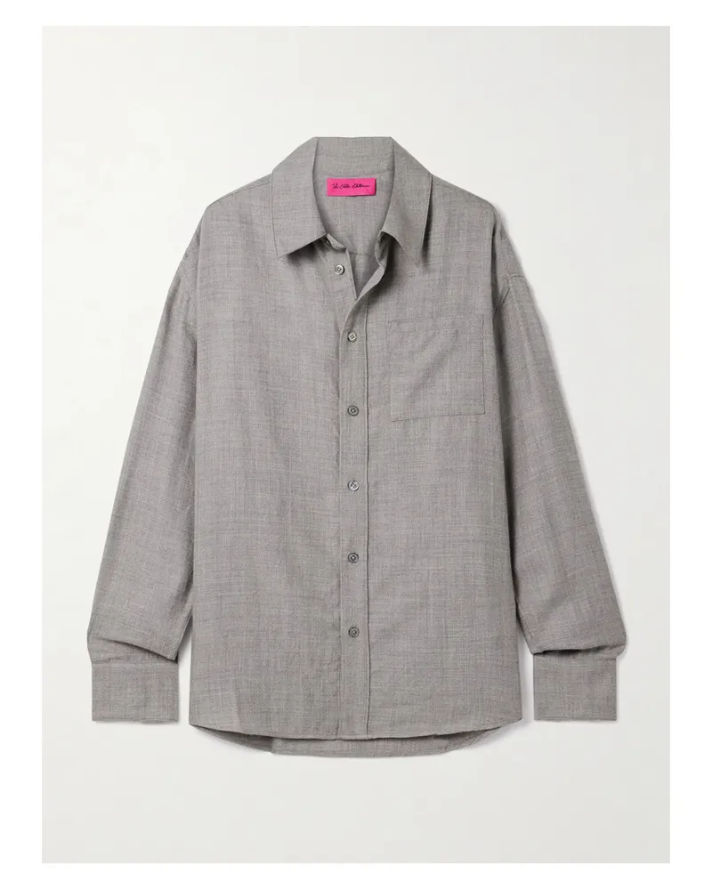 The Elder Statesman Oversized-hemd Aus Einer Woll-kaschmirmischung - Silber Silber