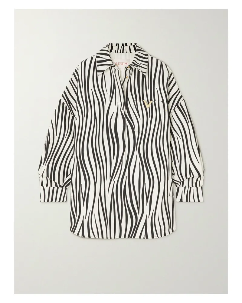 Valentino Garavani Oversized-hemd Aus Seiden-faille Mit Zebraprint Und Verzierung - Animal-Print Animal-print