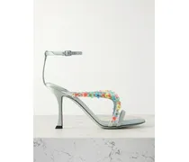 Blanche 90 Sandalen Aus Satin Mit Verzierungen - Grün
