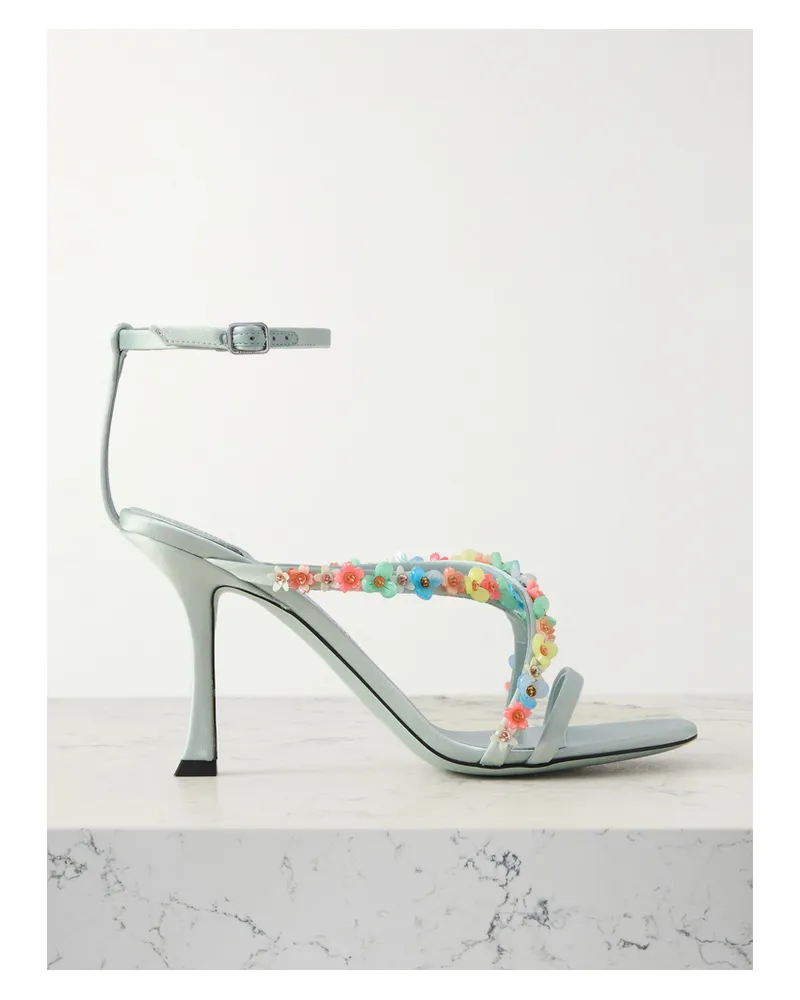 Jimmy Choo Blanche 90 Sandalen Aus Satin Mit Verzierungen - Grün Grün