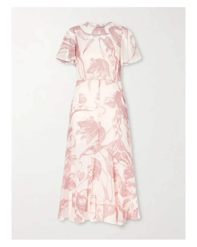 Erdem Midikleid Aus Bedrucktem Seidenchiffon - Pink Pink