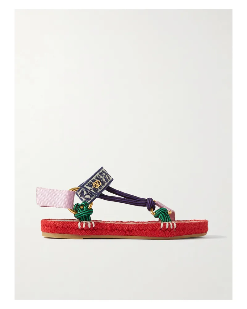 Valentino Garavani Espadrille-sandalen Aus Ripsband, Kordel Und Jacquard - Rot Rot