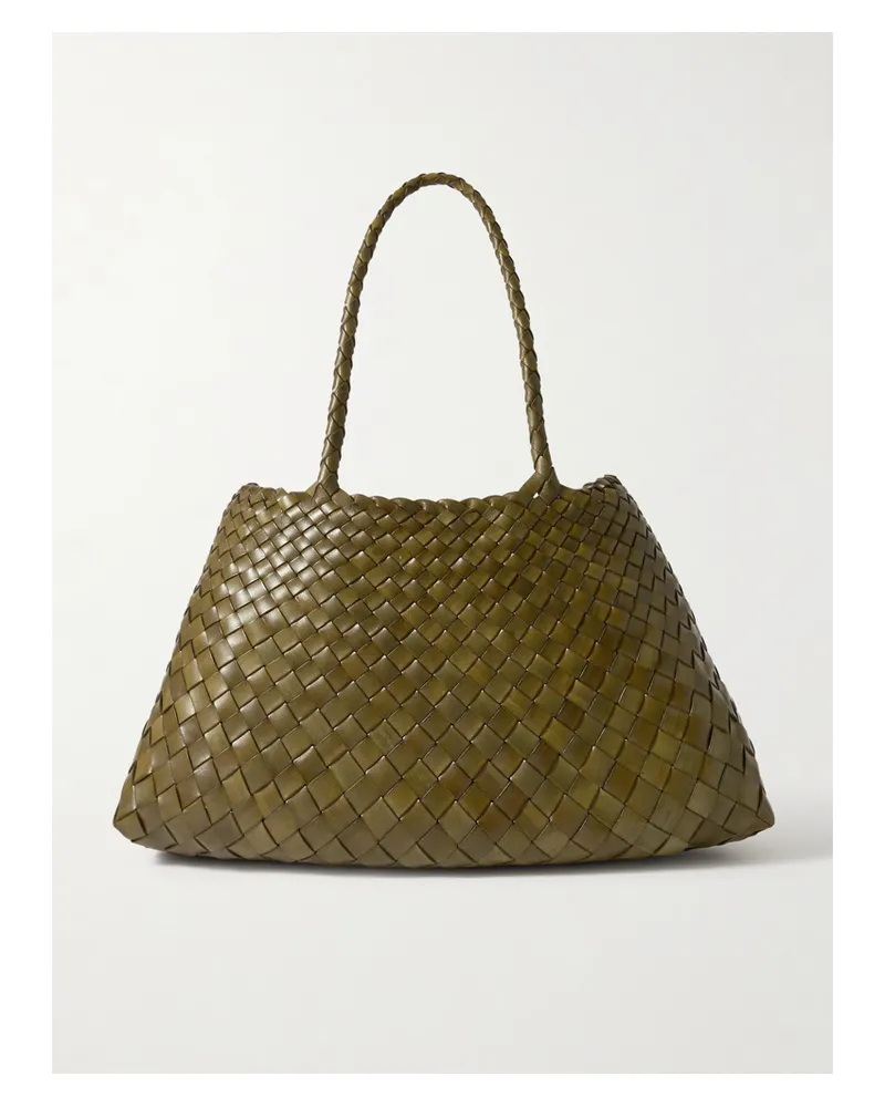 Dragon Diffusion Santa Croce Big Woven Leather Tote - Green Green